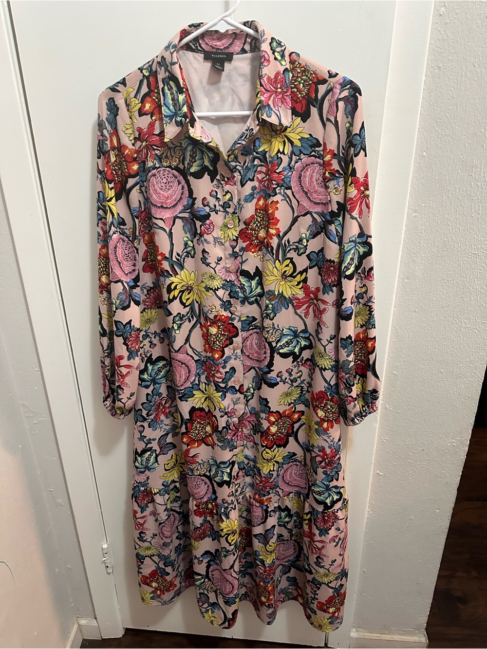 Halogen Pink Floral Long-Sleeve Button Dress